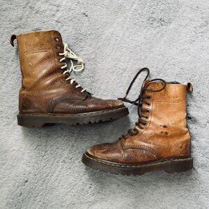 Vintage khaki Dr. Martens western combat boots